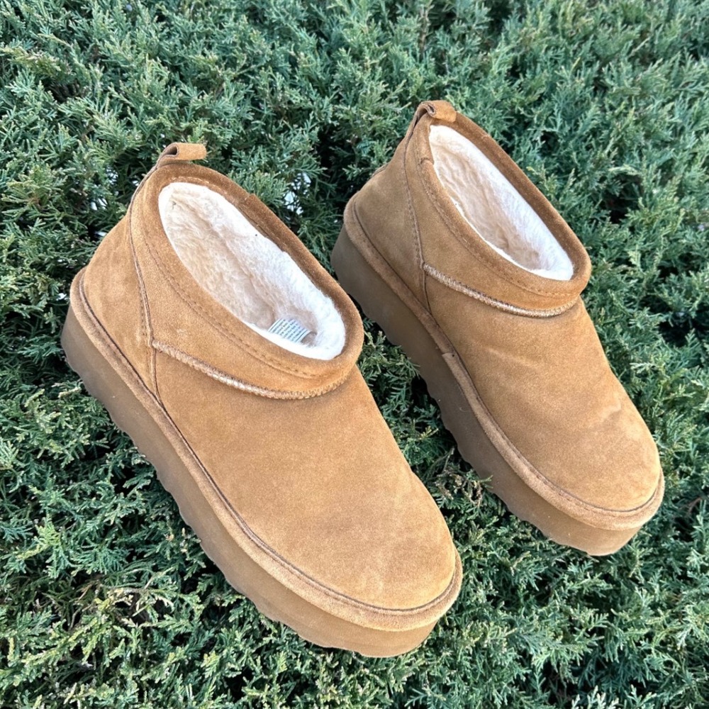 Bearpaw Retro Super Shorty Women's Platform Booties Sizeโ 11 Chestnut Brown